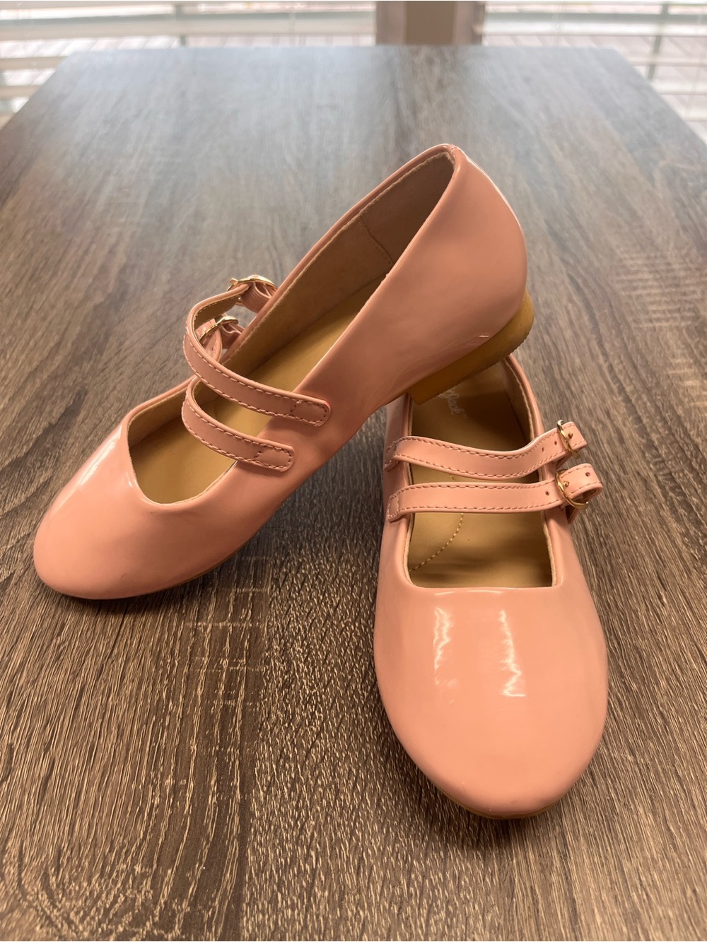 Cat & Jack Shiny Pink Double-Strap Mary Jane Flats